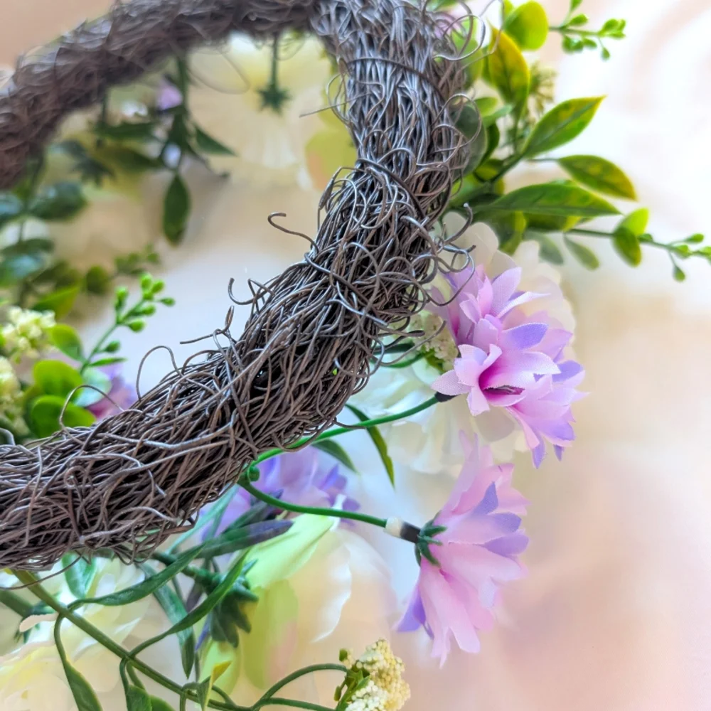 Floral Wreath with White and Purple Flowers